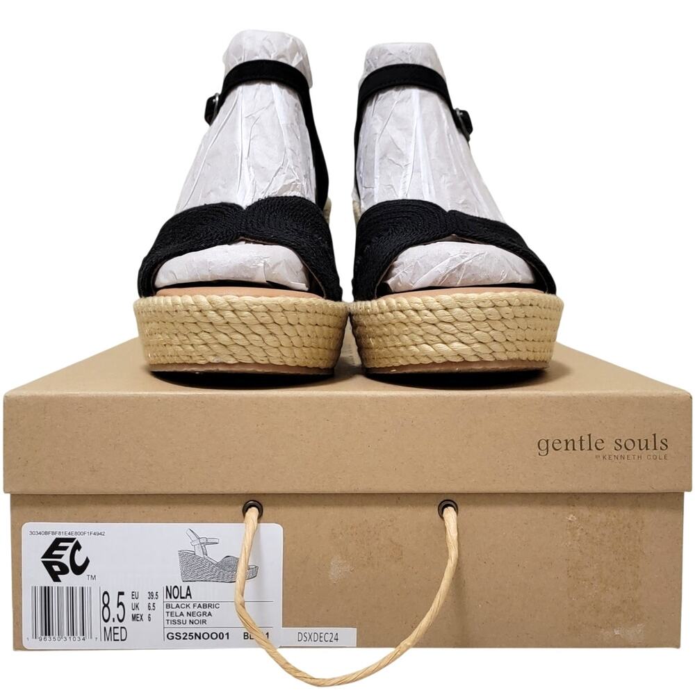 Gentle Souls Nola Ankle Strap Espadrille Platform Sandals Size US 8.5M Black - Picture 5 of 5